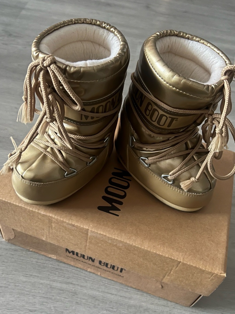 Moon Boot Kids Metallic Gold Winter Boots